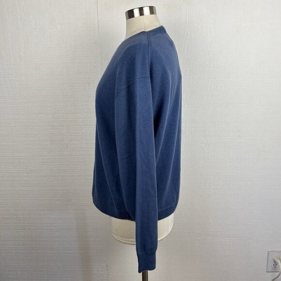 Vince Sweater L Womens New $320 Blue 100% Cashmere Soft Minimalist Pullover - Picture 5 of 11